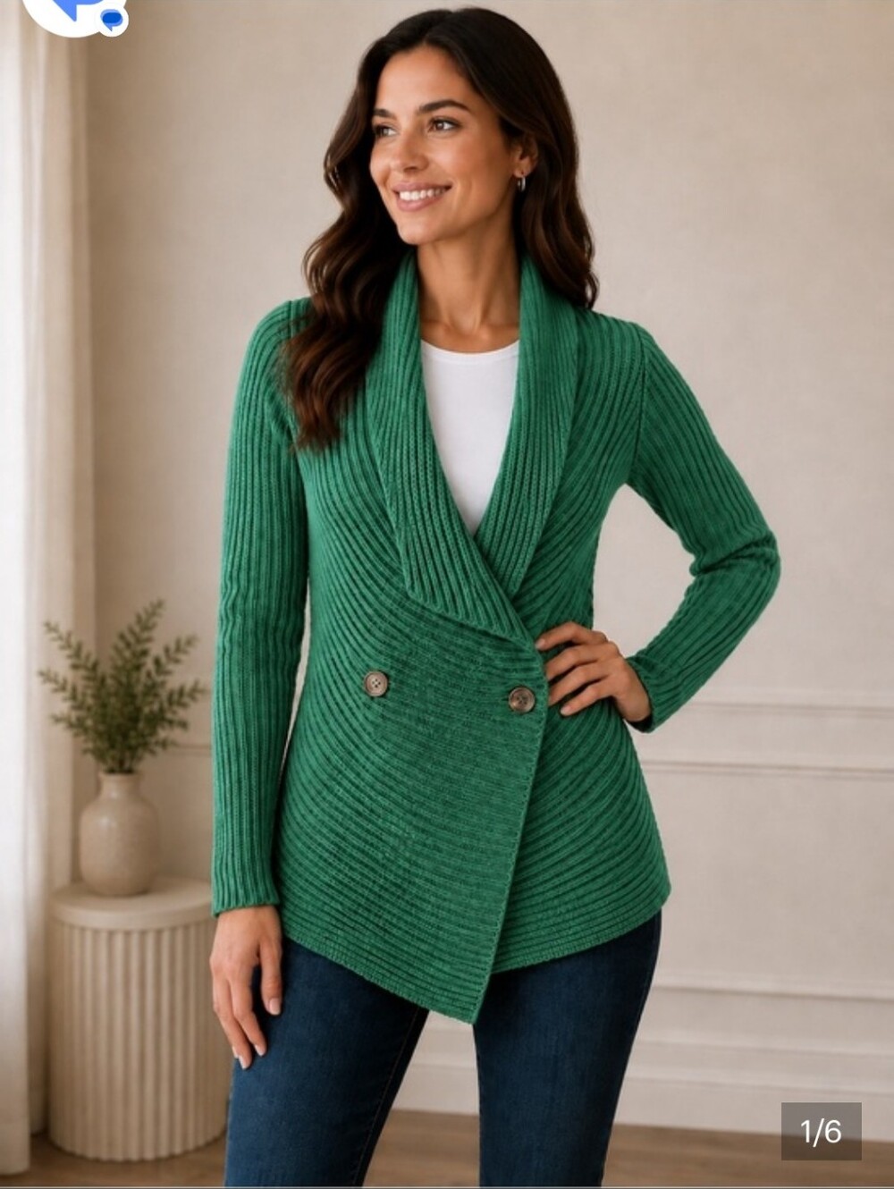 Lauren Ralph Lauren Cotton Green Wrap Sweater Like New